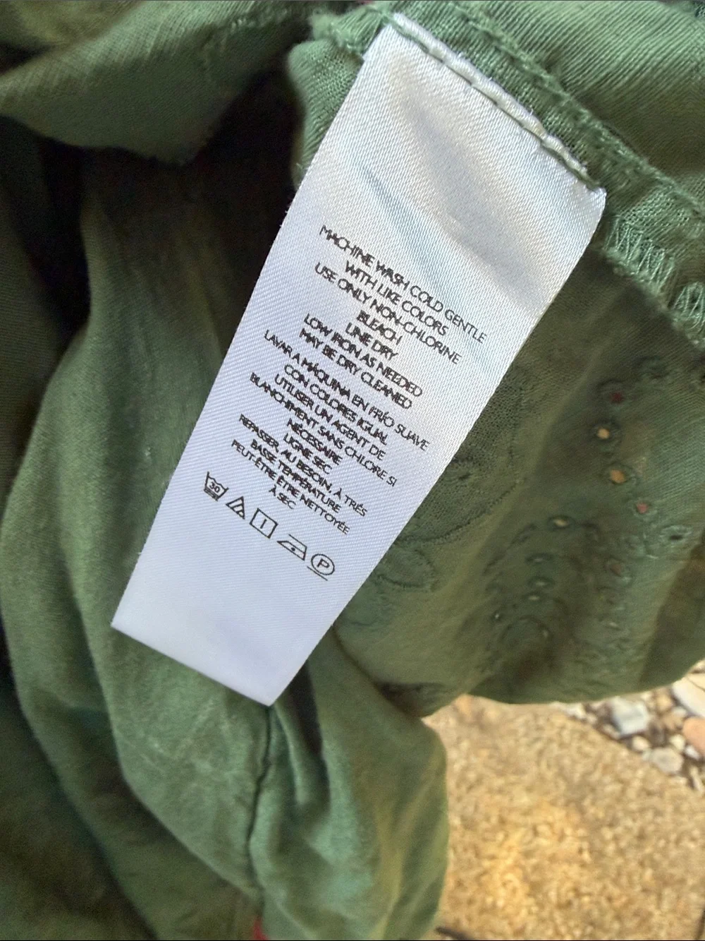 Free People Olive Green Embroidered V-Neck Tunic